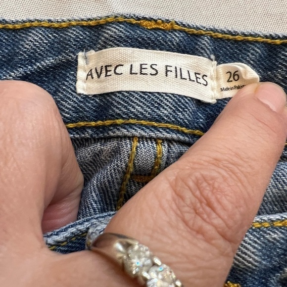 AVEC LES FILLES Women’s Distressed Straight Leg Jeans, Size 26 - Picture 4 of 9